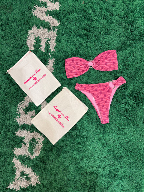 Chrome Hearts Pink Zebra Dipped in Blue Bikini Sz M