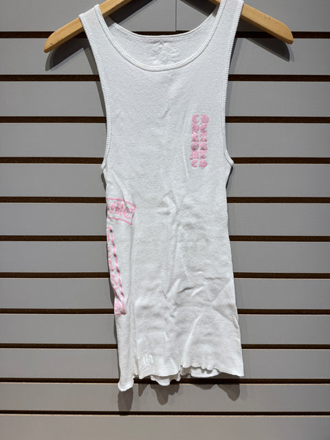 Chrome Hearts T Bar Rib Tank White/Pink Sz M