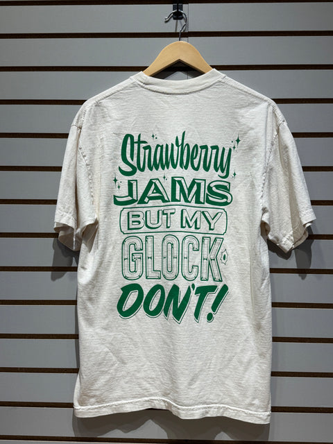 Strawberry Jams Strawberry Jams But My Glock Don't Tee Cream/Green Sz M