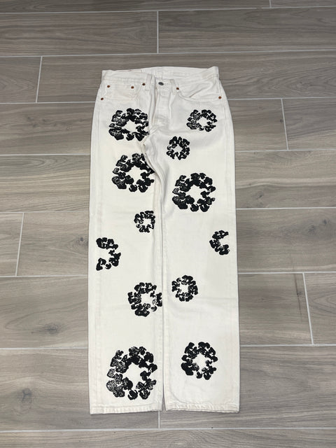 Denim Tears x Levi's Cotton Wreath 501 White Jeans 31x32