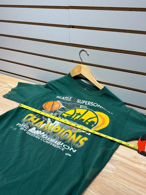 Vintage Jerzees Seattle Supersonics 1994 Pacific Division Champaions Tee Sz L
