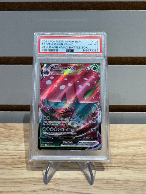 2021 Pokemon Venusaur Vmax SWSH102 Battle Box Black Star Promo PSA 8