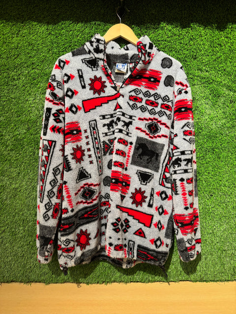 Unique Art Unlimited Patterned Quarter Zip Fleece Sz L