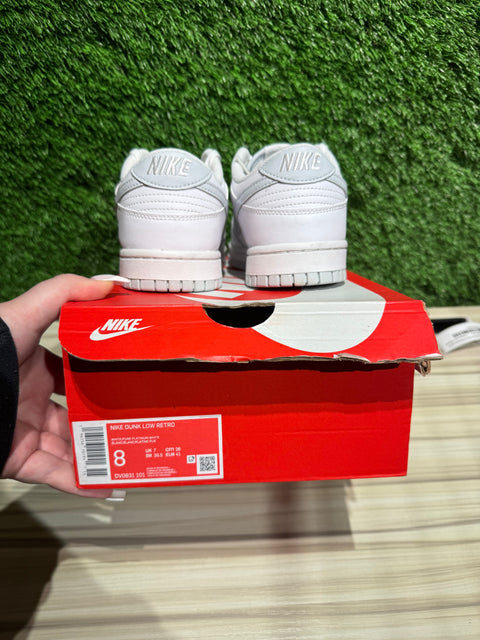 Nike Dunk Low Retro White Pure Platinum Sz 8