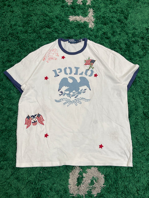 Polo Ralph Lauren White Classic Fit Graphic USA Embroidery T-Shirt