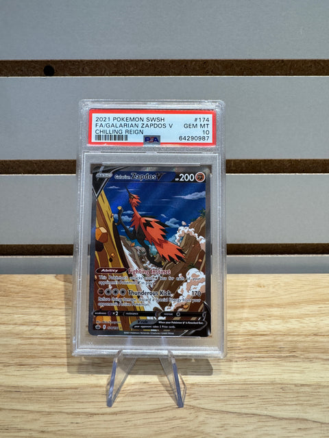 2021 POKEMON SWSH FA/GALARIAN ZAPDOS V CHILLING REIGN PSA 10