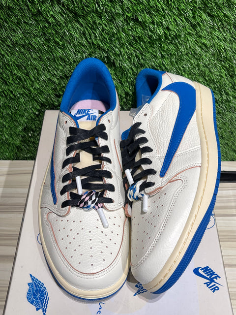 Jordan 1 Retro Low OG SP Fragment x Travis Scott Sail Military Blue Sz 11.5M