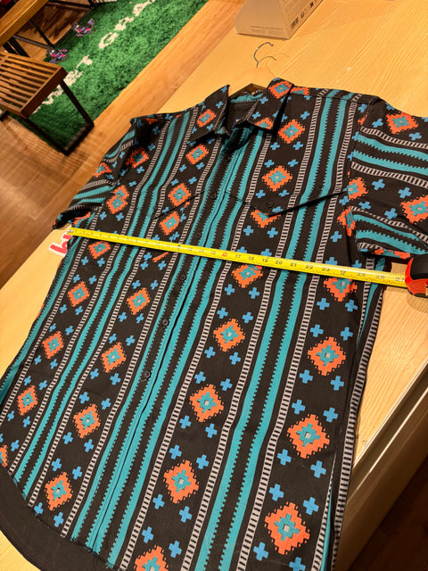 VTG Wrangler 80s Aztec Cowboy Western Button Up Sz XXL