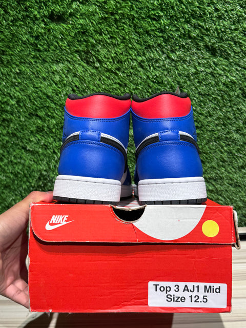 Jordan 1 Mid Top 3 Sz 12.5M