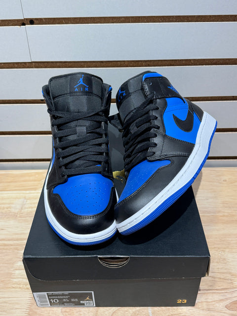 Jordan 1 Mid Black Royal Blue Sz 10