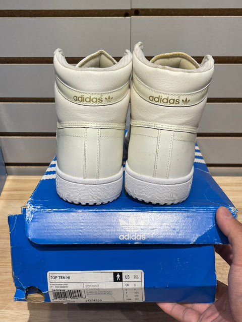 Adidas Top Ten Hi - Patent Leather White & Gold Art Sz 9.5