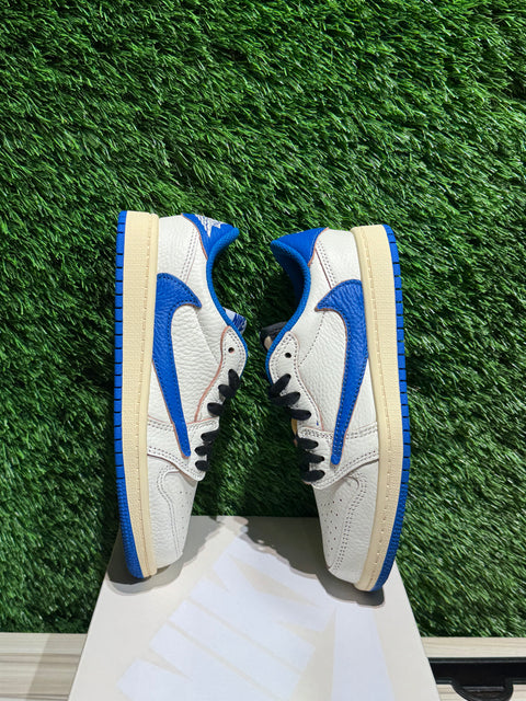 Jordan 1 Retro Low OG SP Fragment x Travis Scott Sail Military Blue (PS) Sz 1Y
