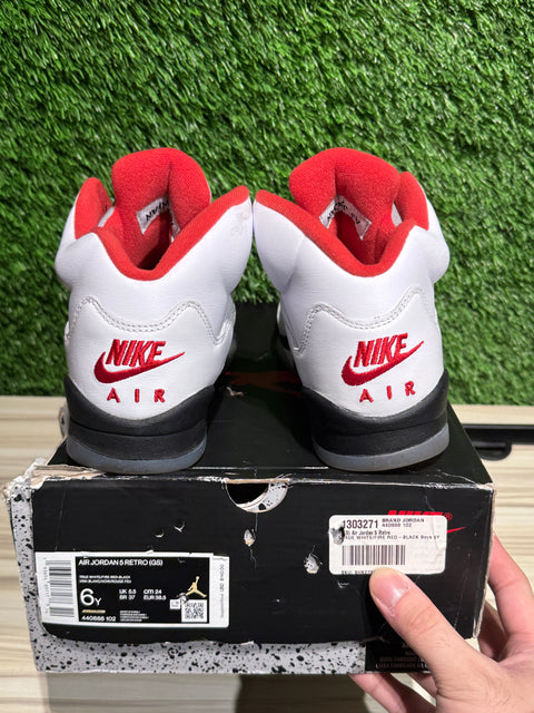Jordan 5 Retro Fire Red Silver Tongue (2020) (GS) Sz 6Y
