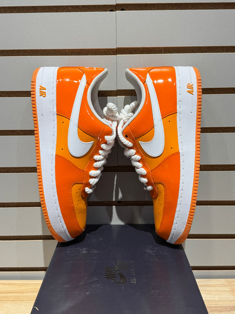 Nike Air Force 1 Low '07 Orange White Patent Sz 13