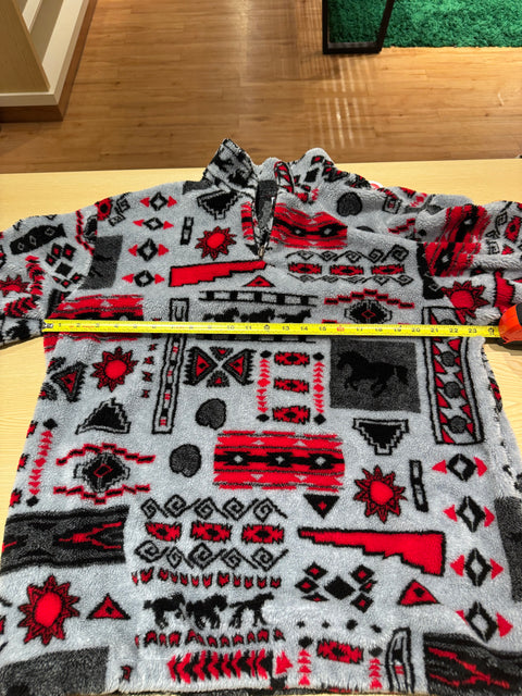 Unique Art Unlimited Patterned Quarter Zip Fleece Sz L