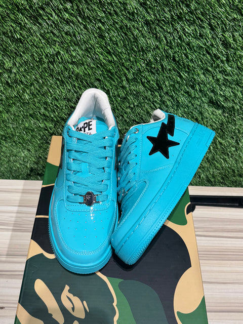 A Bathing Ape Bape Sta #1 Turquoise Blue Black Patent Leather Sz 7M
