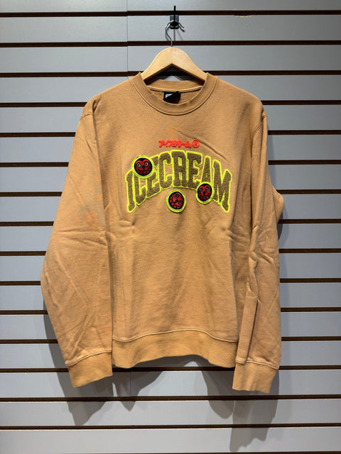 Billionaire Boys Club BBC Icecream Spellout Brown Tan Crewneck Sweater Sz M