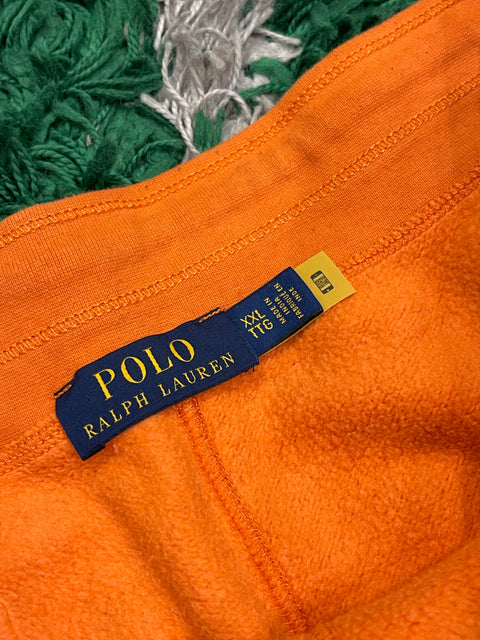 Ralph Lauren Orange Sweat Shorts Green Pony Logo