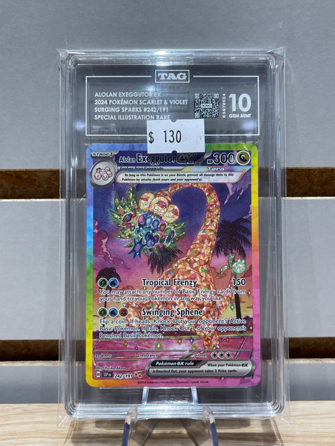 ALOLAN EXEGGUTOR EX 2024 POKÉMON SCARLET & VIOLET SURGING SPARKS #242/191 SPECIAL ILLUSTRATION RARE TAG 10