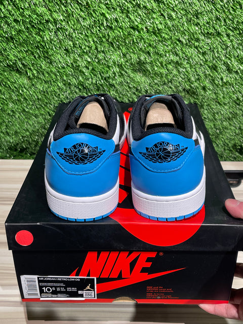 Jordan 1 Retro Low OG Black Dark Powder Blue Sz 10.5