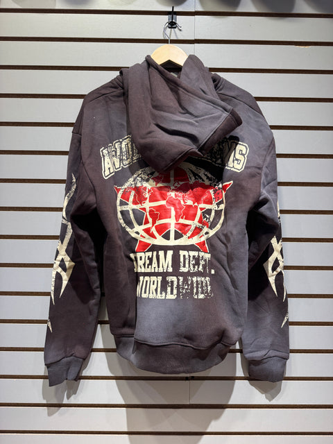 Awoken Dreams Dept Dark Mocha Full Zip Hooded Sweatshirt Sz L