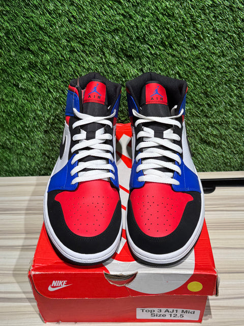 Jordan 1 Mid Top 3 Sz 12.5M