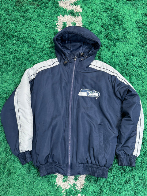NFL Seattle Seahawks Navy Puffer Jacket Sz M