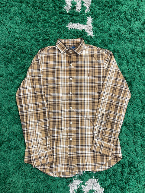 Polo Ralph Lauren Shirt Classic Fit Brown Plaid Button Down