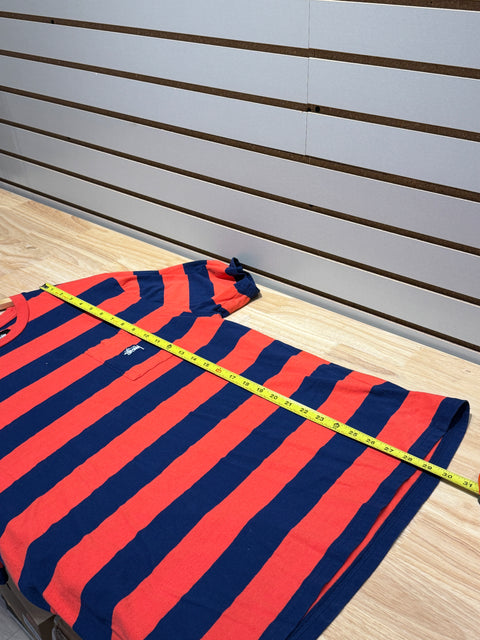 Stussy Striped Orange and Blue T-Shirt Sz XL
