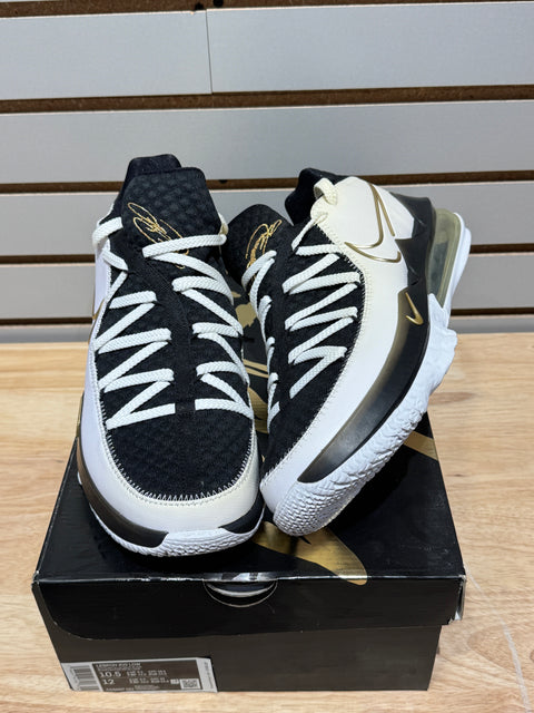 Nike LeBron 17 Low White Metallic Gold Sz 10.5