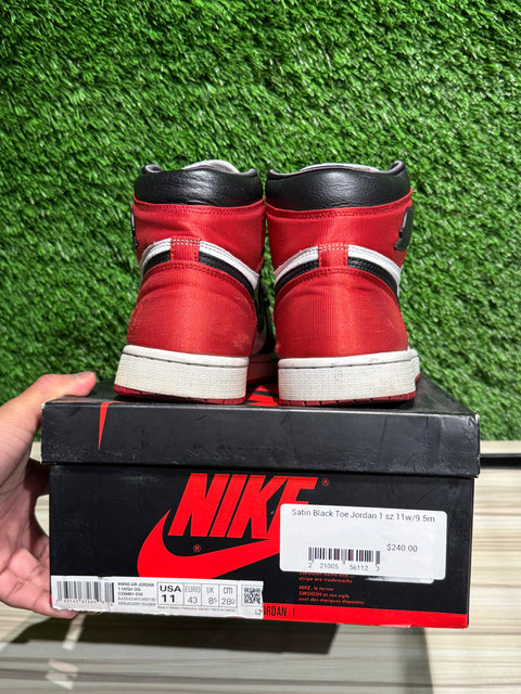 Jordan 1 Retro High Satin Black Toe (Women's) Sz 9.5M