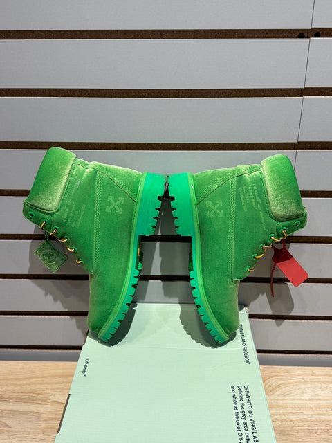 Timberland 6" Boot Off White Green Velvet Sz 5.5M/7W