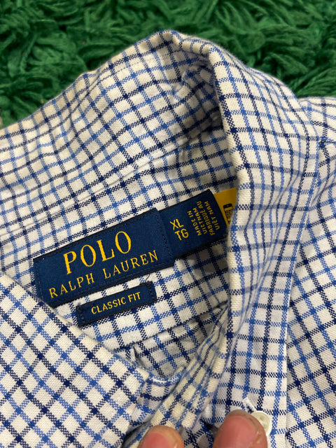 Polo Ralph Lauren Shirt Classic Fit Light Blue Checked Button Down