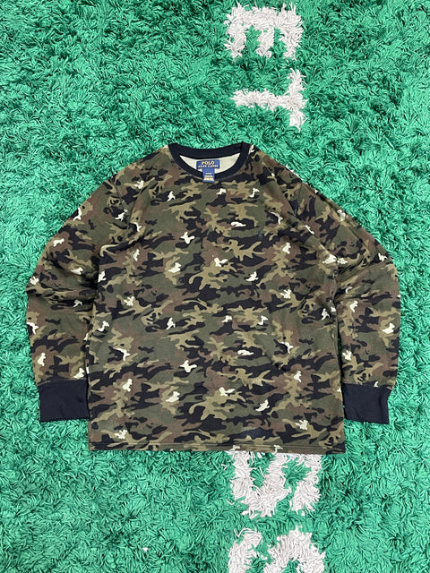 Polo Ralph Lauren Camo Waffle Thermal Long Sleeve Cotton Shirt