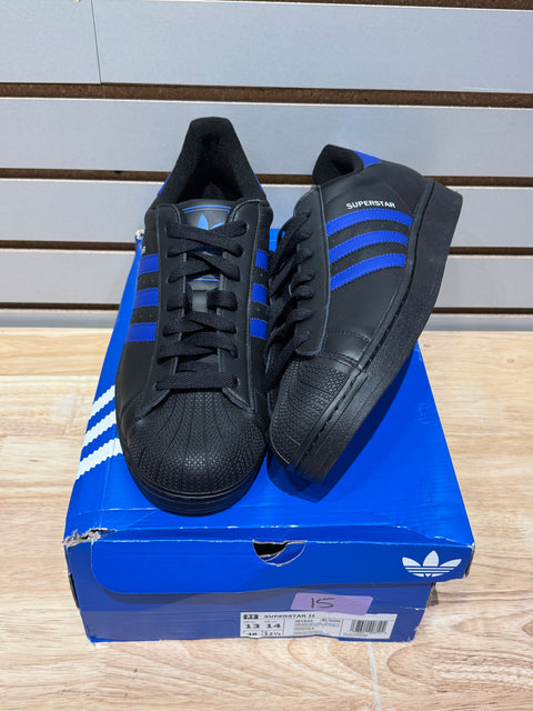 adidas Superstar II Core Black Semi Lucid Blue Cloud White Sz 13