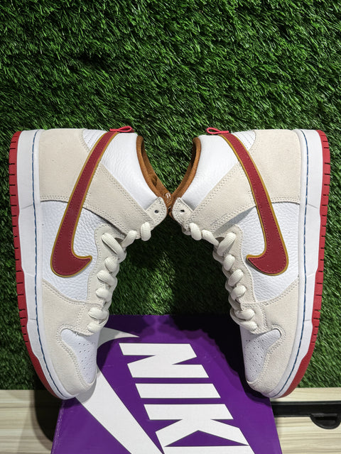 Nike SB Dunk High Sail Bright Crimson Sz 9.5M