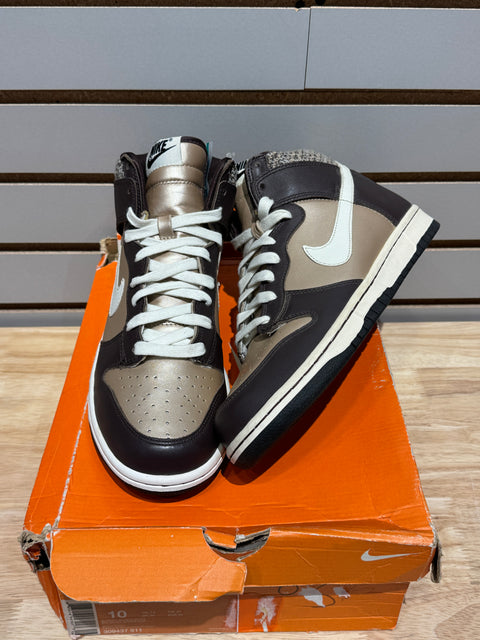 2007 Vintage Nike Dunk Hi Mocha Gold Brown Sz 8.5M