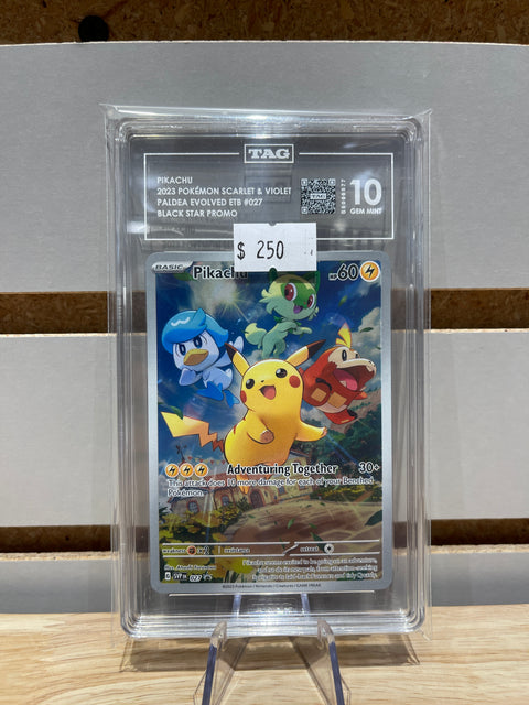 Pikachu 2023 Pokémon Scarlet & Violet Paldea Evolved ETC #027 Black Star Promo TAG GMNT 10