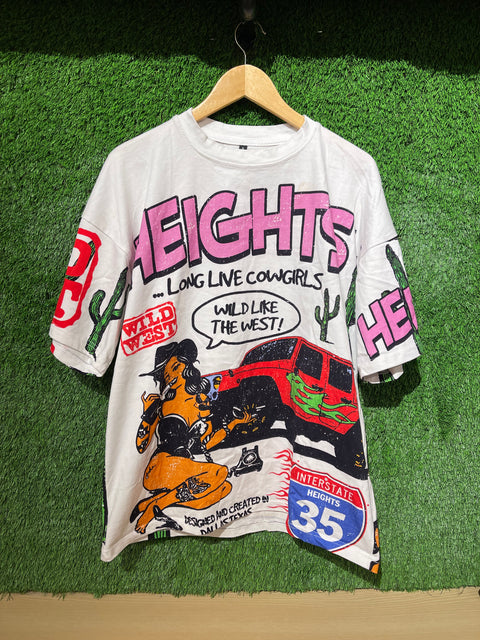 Heights All Over Print Cowgirl Oversized Boxy Tee Sz S