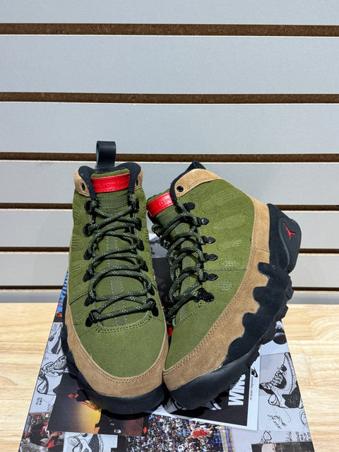 Jordan 9 Retro Boot NRG Military Brown Legion Green Sz 8