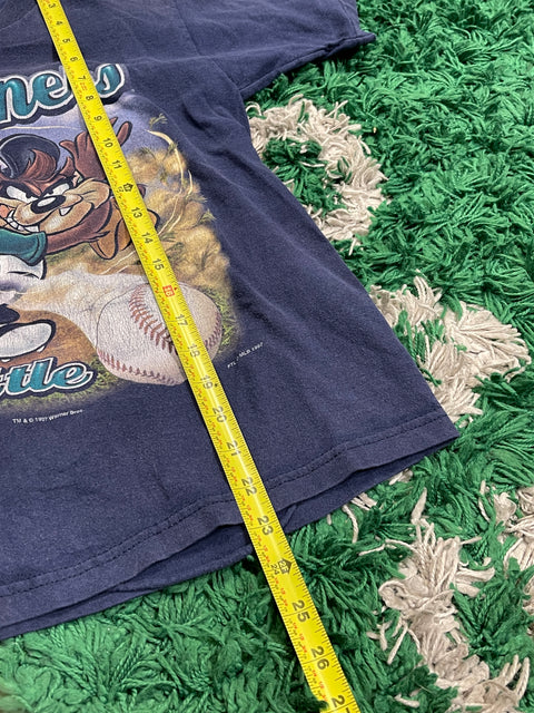 1997 Vintage Kids Mariners Looney Tunes Tasmanian Devil Pitching Shirt
