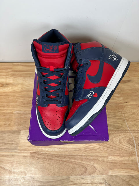 Supreme Navy By Any Means Necessary Nike SB Dunk High Sz 10