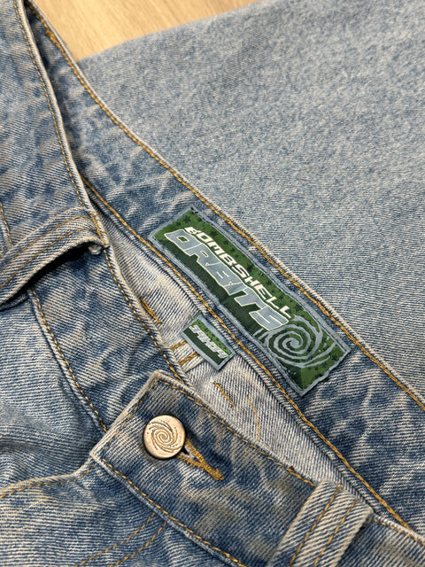 Bombshell Orbits Wide-leg Light Wash Denim Jeans