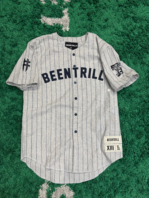 BEEN TRILL Grey Wool Blend Baseball Jersey Shirt Sz M