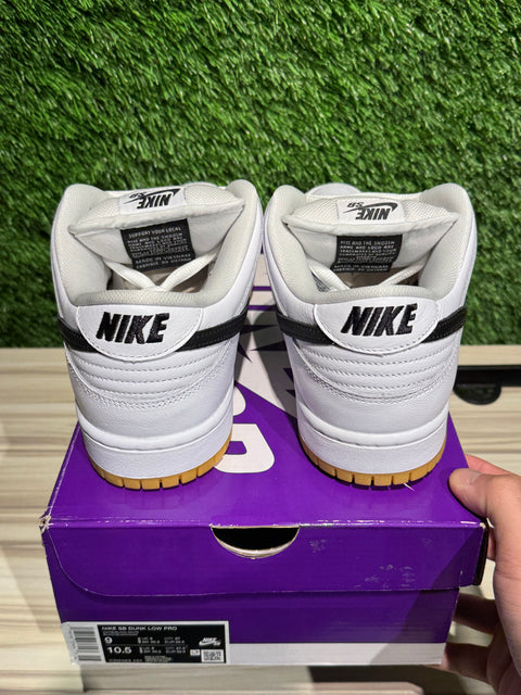 Nike SB Dunk Low Pro White Gum Sz 9M