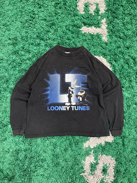 Vintage 1997 Kids Looney Tunes Bugs And Taz Men In Black Long Sleeve Tee
