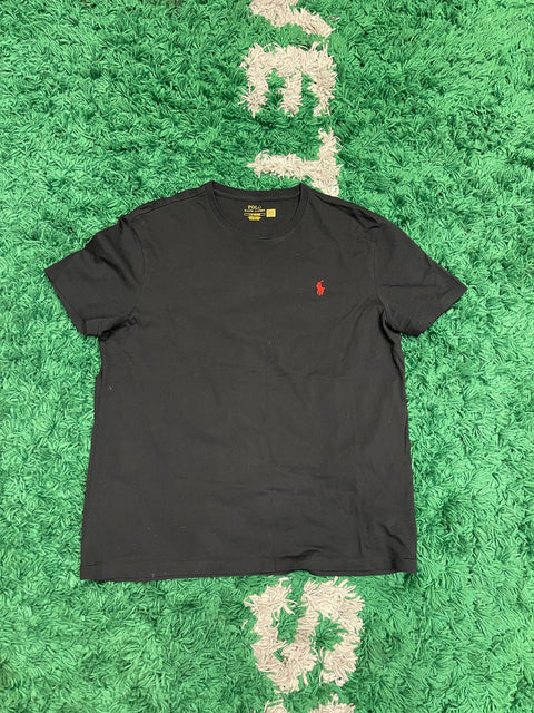 Polo Ralph Lauren Black Cotton T-Shirt Light Red Pony