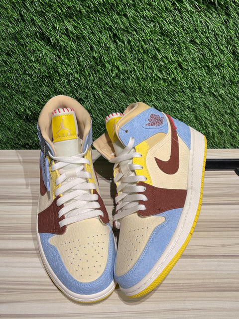 Jordan 1 Mid SE Fearless Maison Chateau Rouge Sz 9.5M