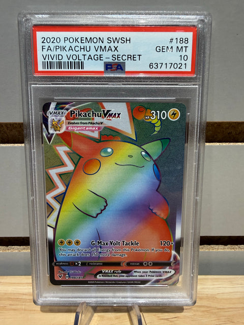 Pikachu VMAX-Full Art Secret Rare 2020 Pokemon TCG Sword & Shield Vivid Voltage #188/185 PSA 10