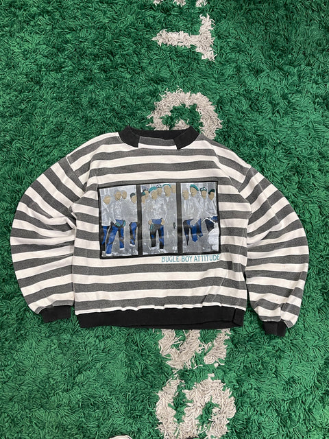 Vintage Kids Bugle Boy Striped Crewneck
